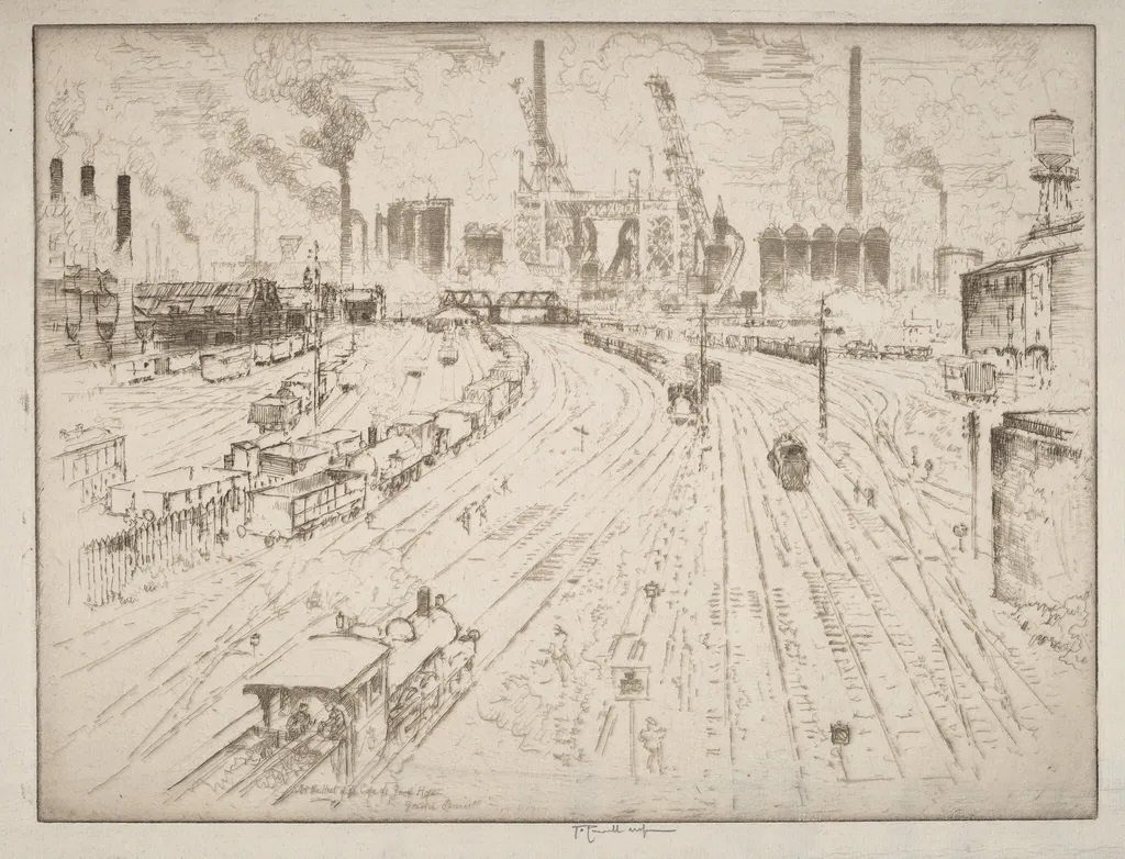 Tracks, Oberhausen, by Joseph Pennell, ink, 1910