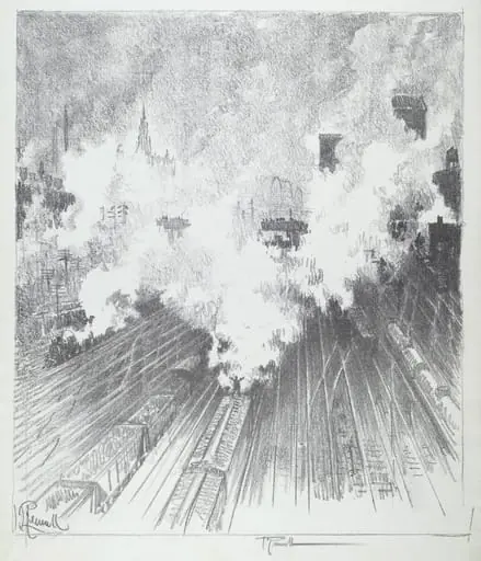 Train Yard, St. Louis, by Joseph Pennell