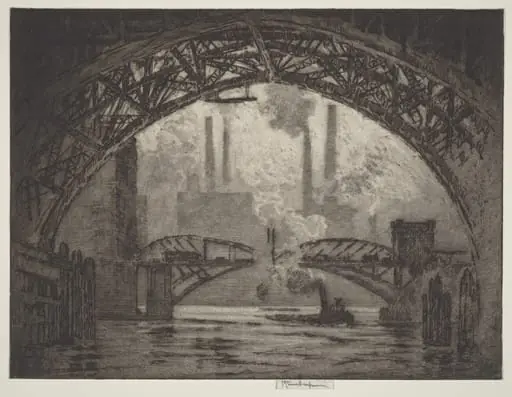Under the Bridges, Chicago, by Joseph Pennell