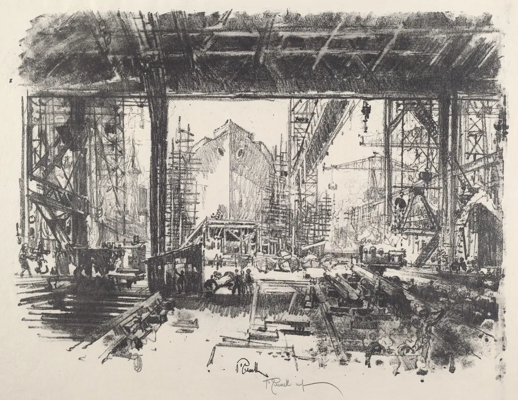 Under the Shed, by Joseph Pennell, ink, 1917