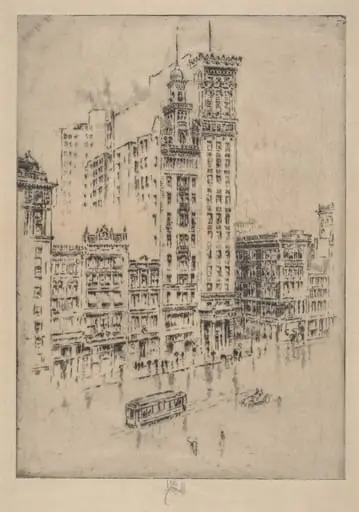 Union Square, Rainy Day, by Joseph Pennell
