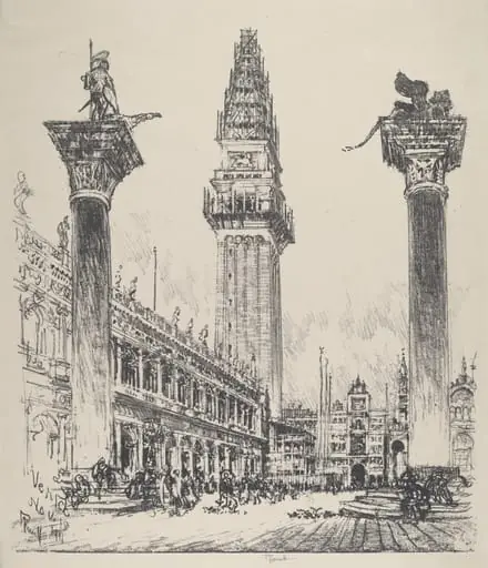 Venice, Rebuilding the Campanile, by Joseph Pennell