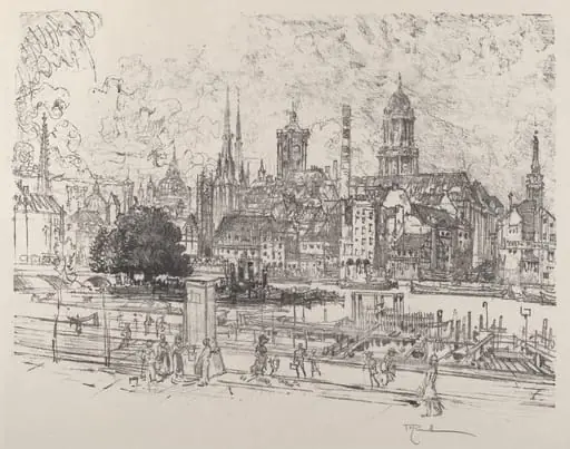 View on the Spree, Berlin, by Joseph Pennell