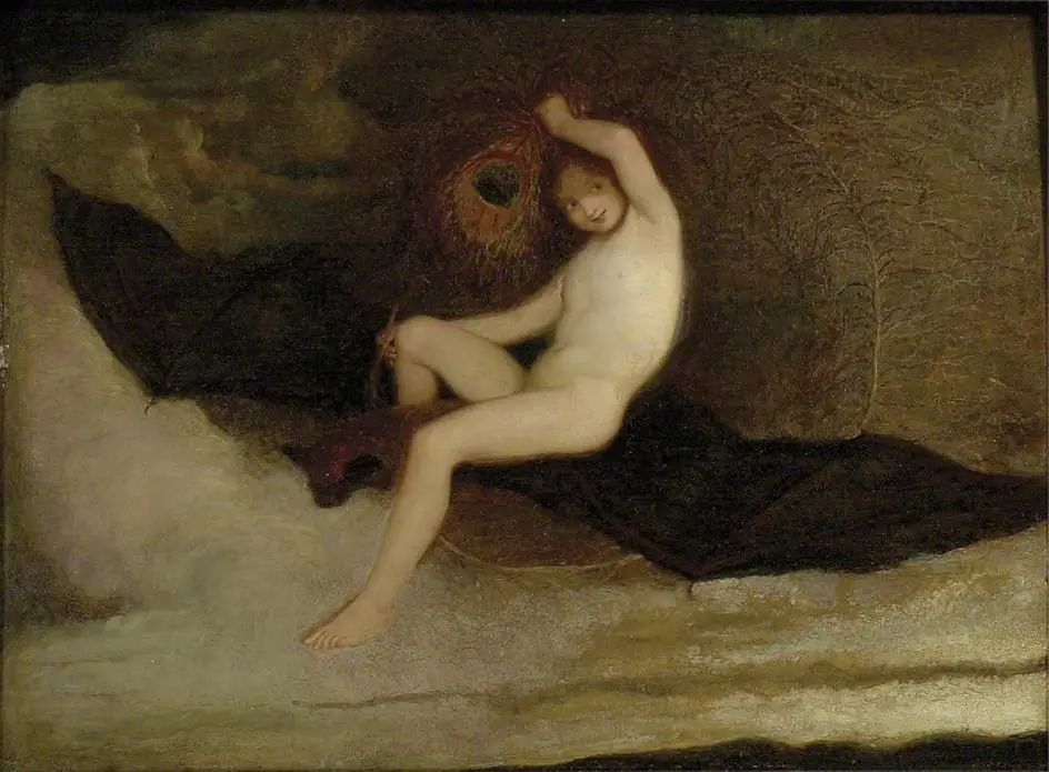 Ariel riding on a Bat, by Joseph Severn