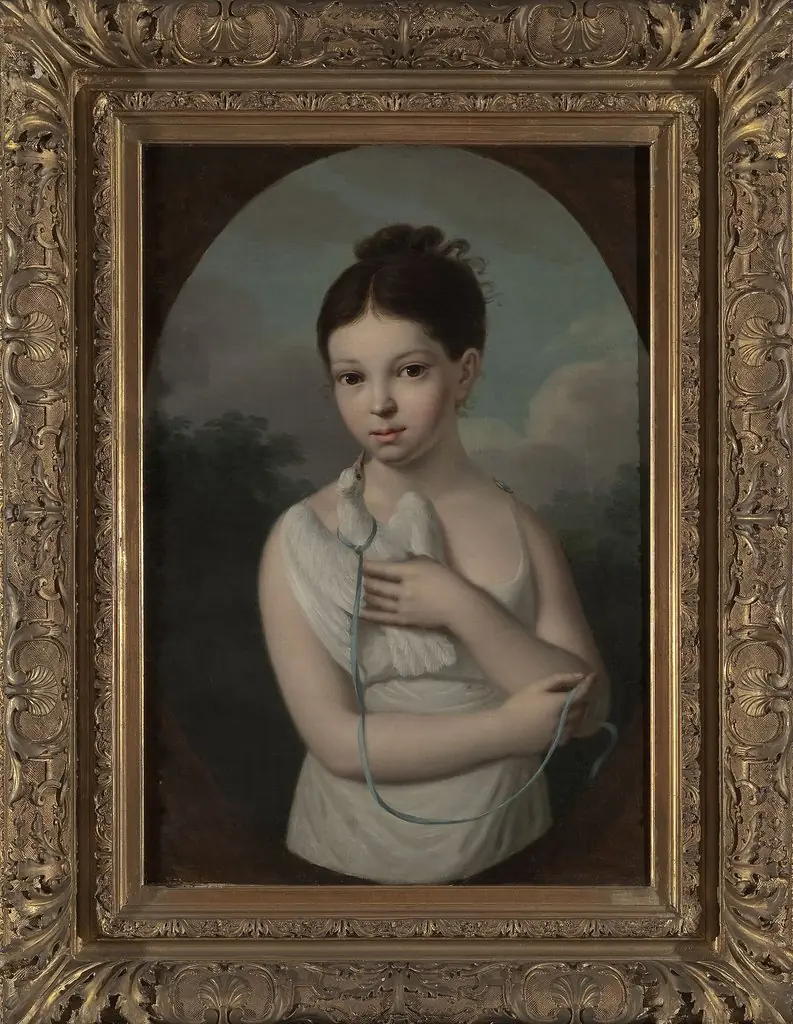 Portrait of Józia Walicka (1808–1880) with a dove, by Joseph Sonntag