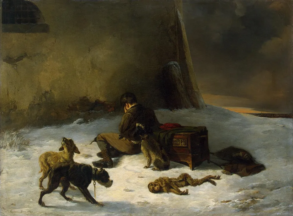 Travelling Actor's Misfortune, by Joseph Stevens, oil, 1847