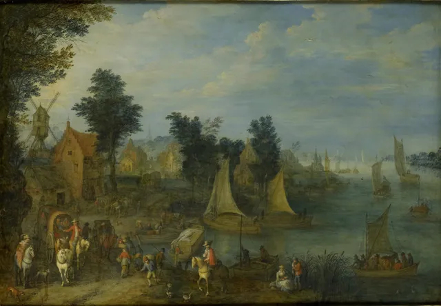 Village on the Bank of a River