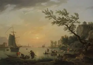 Seehafen bei Sonnenuntergang