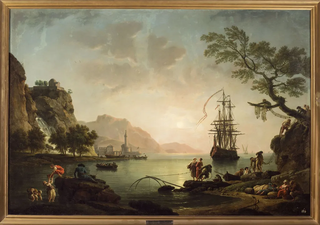 View of the port at dawn (Morning), by Joseph Vernet, oil, 1774