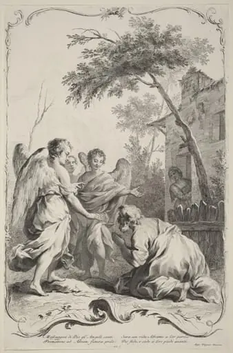 Abraham Kneeling before the Three Angels, by Joseph Wagner