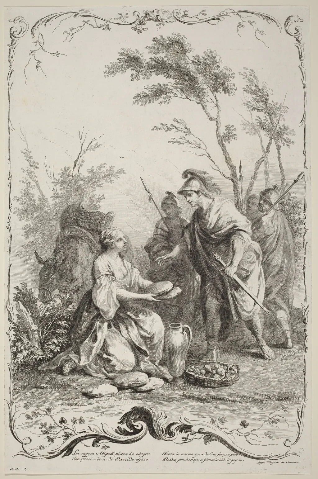 David and Abigail, by Joseph Wagner, ink, 1745