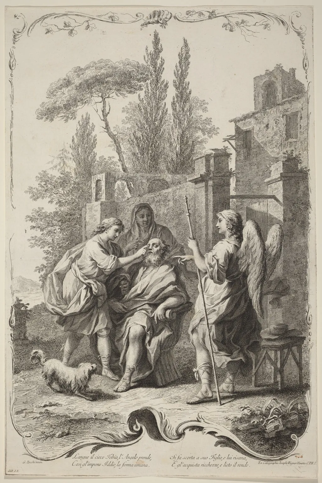 The Blind Tobias, by Joseph Wagner, ink, 1745
