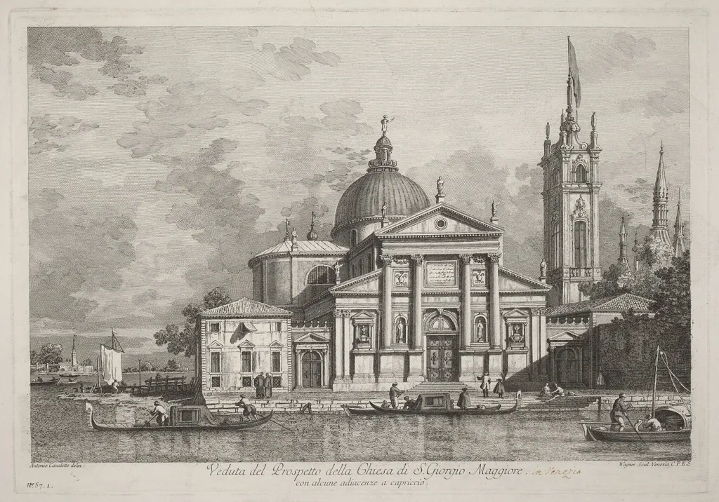Veduta del Prospetto della Chiesa di S. Giorgio Maggiore, by Joseph Wagner, ink, 1742