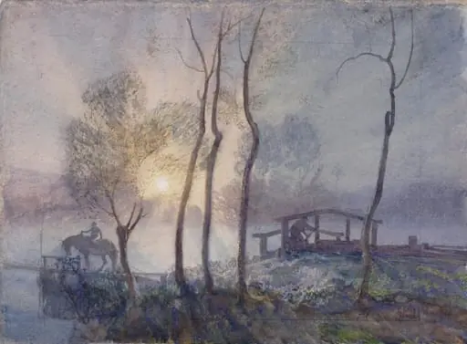 The Lock at Sunrise, by Joseph Walter West