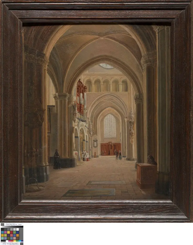 Gezicht op de kruisbeuk van de Onze-Lieve-Vrouwekerk te Brugge, by Joseph Warlencourt
