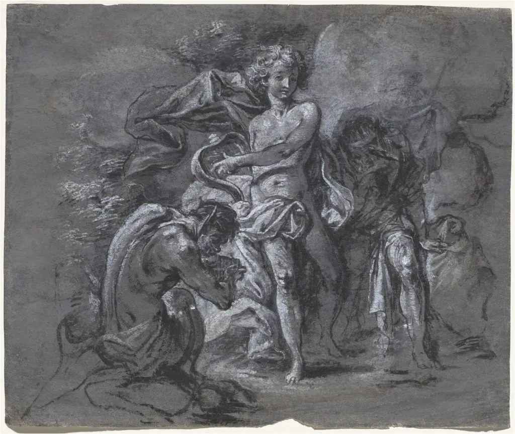 The Contest between Apollo and Pan before King Midas, by Joseph Werner, ink, 1674