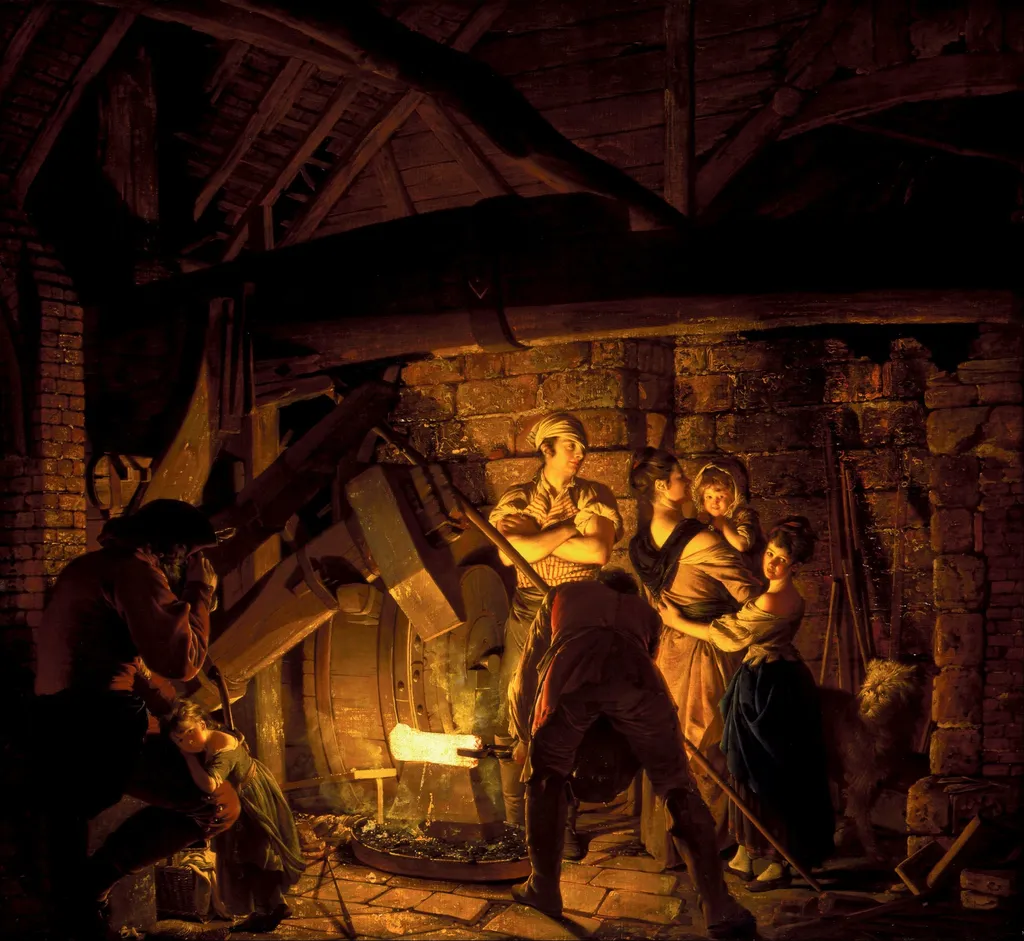An Iron Forge, by Joseph Wright of Derby, oil, 1772