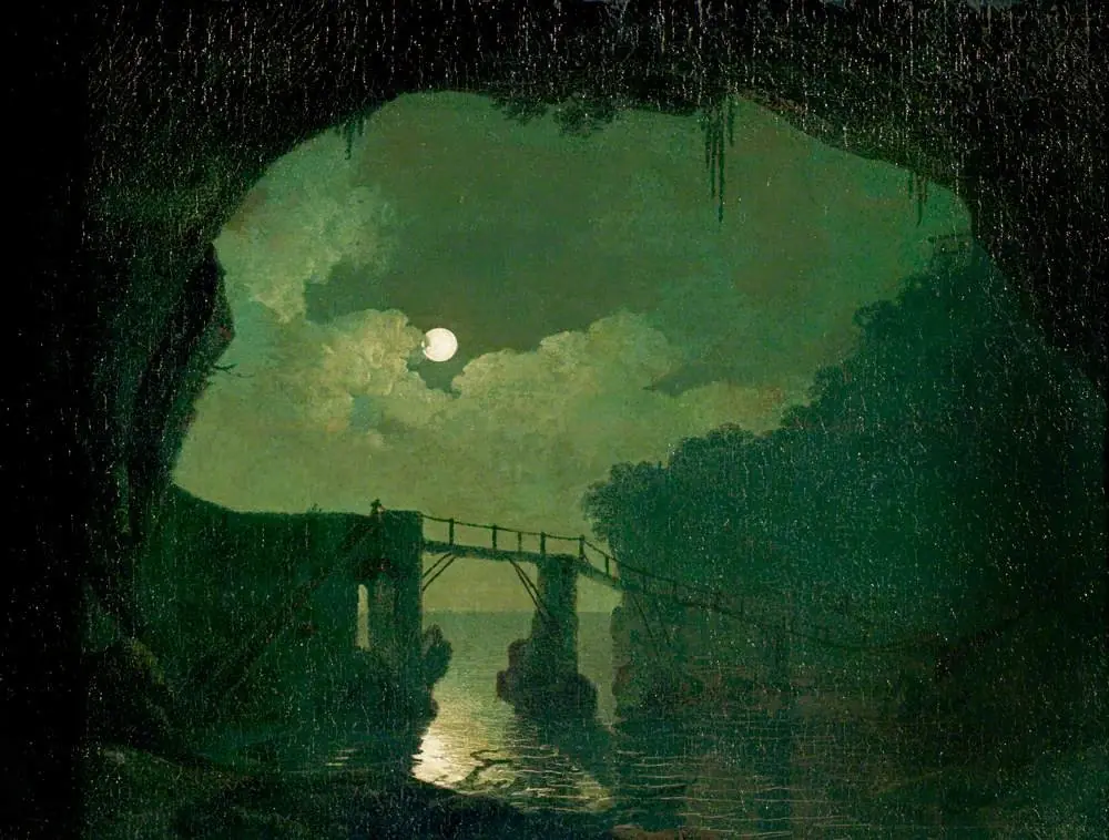 Bridge through a Cavern, Moonlight, by Joseph Wright of Derby