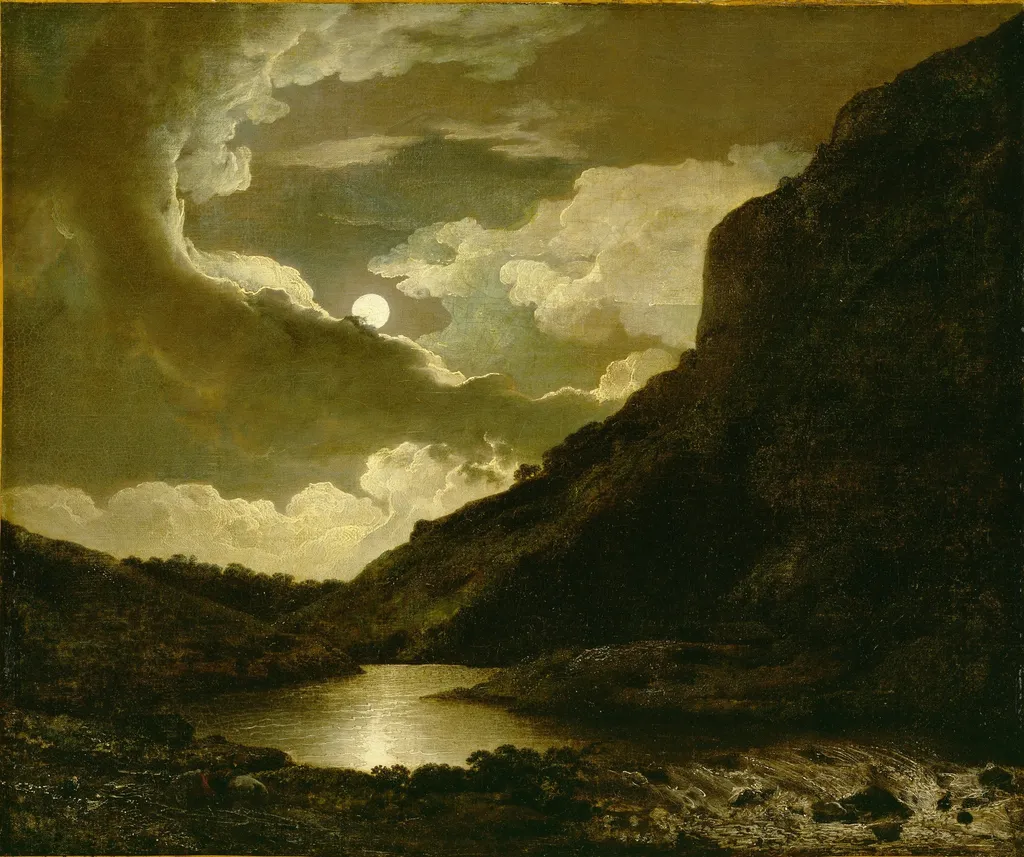 Matlock Tor by Moonlight, by Joseph Wright of Derby, oil, 1790