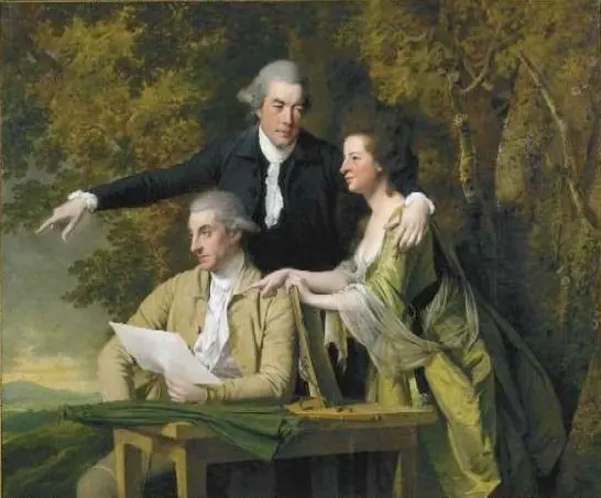 Portrait of Rev D'Ewes Coke, his wife Hannah and Daniel Parker Coke, by Joseph Wright of Derby, 1792