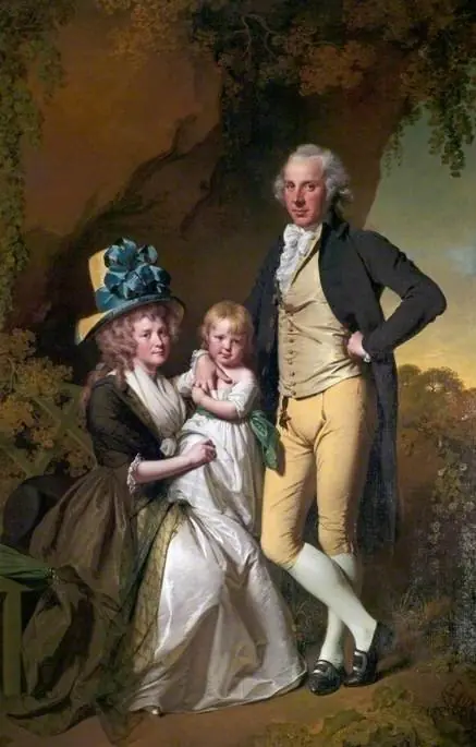 Richard Arkwright Junior (1755–1843), with His Wife Mary, and Daughter Anne, by Joseph Wright of Derby
