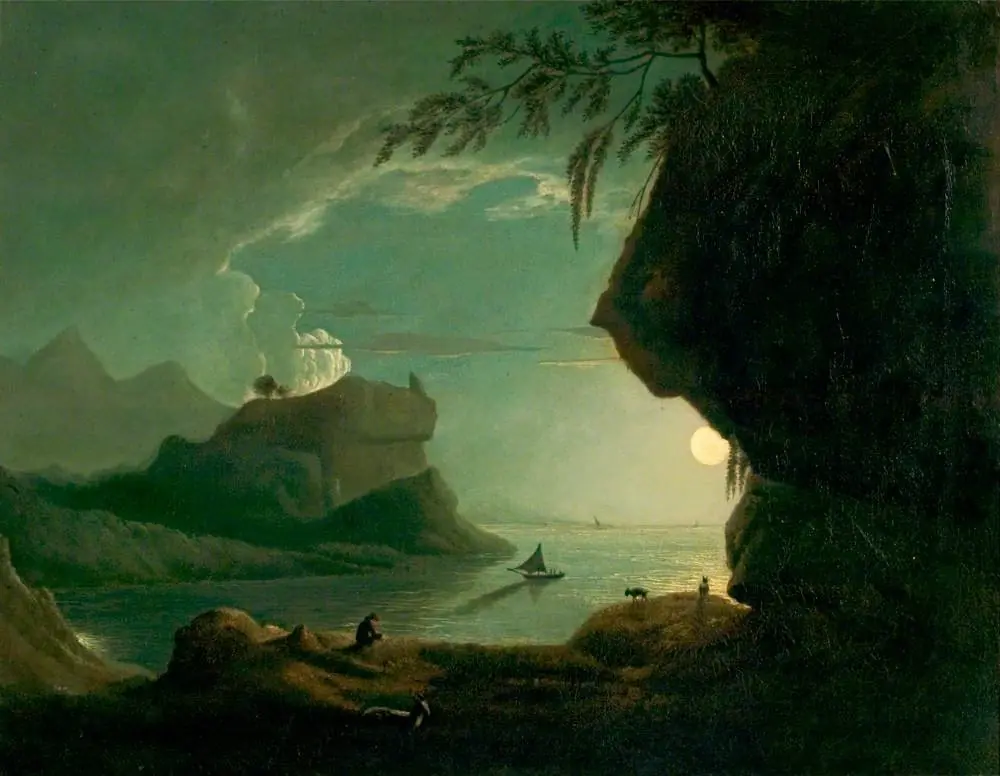 Scene near Naples, Italy, Moonlight, by Joseph Wright of Derby