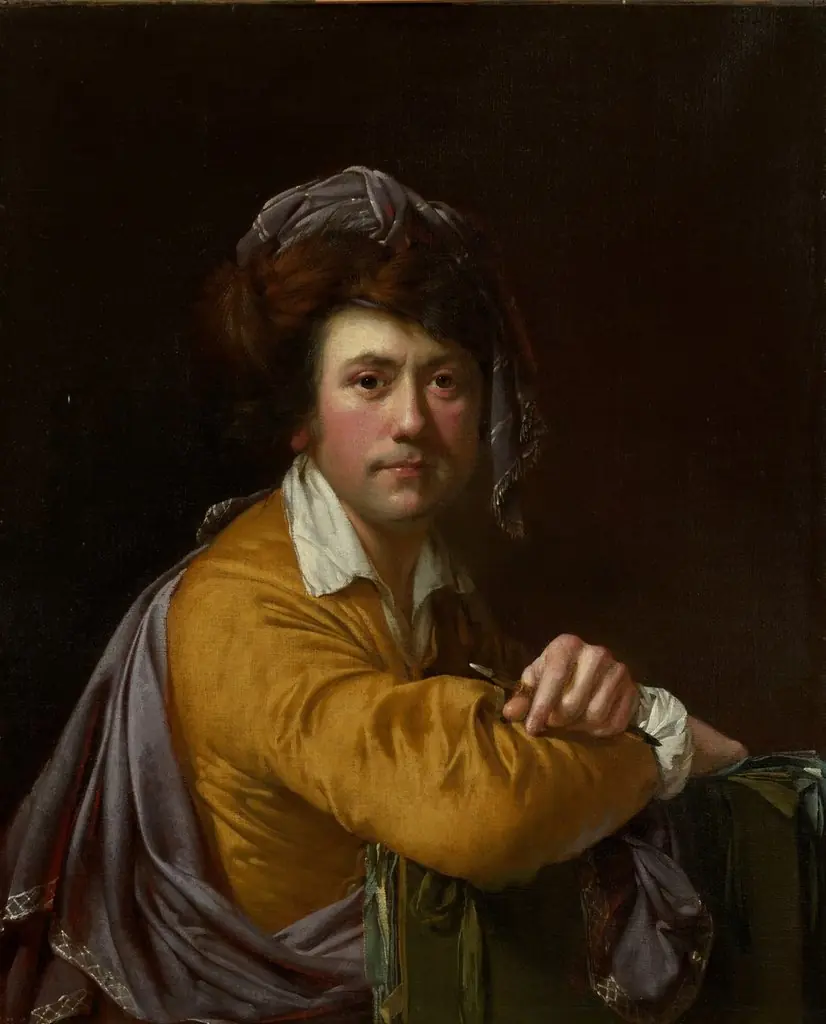 Self Portrait at the Age of about Forty; Verso: Study for 'An Experiment on a Bird in the Air Pump', by Joseph Wright of Derby