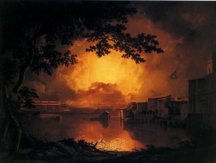 The Girandola at the Castel Sant'Angelo in Rome, by Joseph Wright of Derby