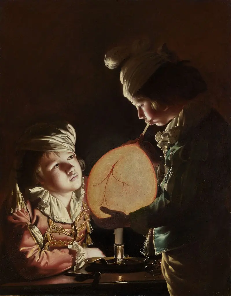Two Boys with a Bladder, by Joseph Wright of Derby