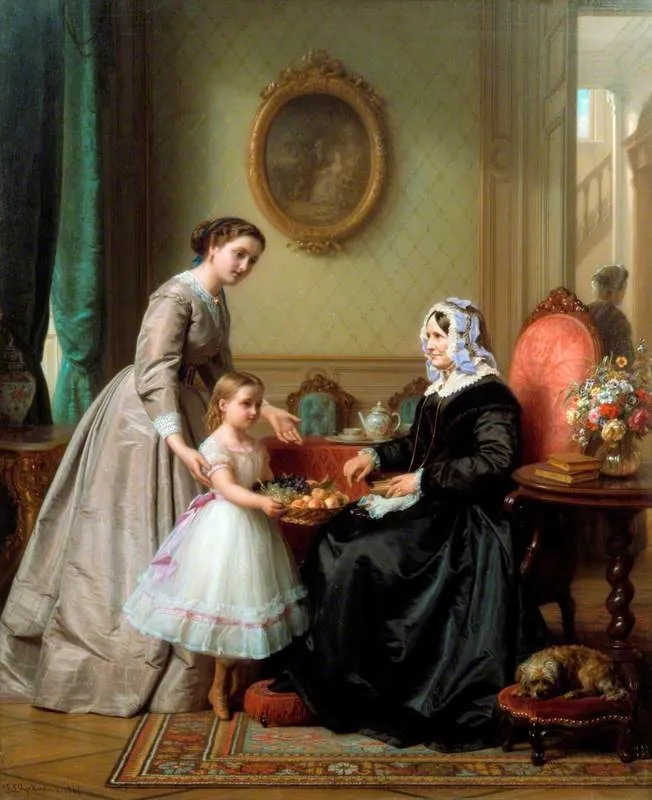 Grandmother's Birthday, by Josephus Laurentius Dyckmans, oil, 1867