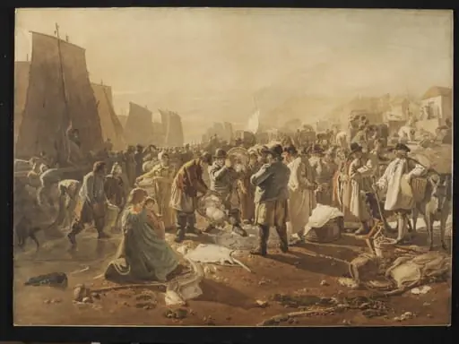 The Fish Market on the Beach, Hastings, by Joshua Cristall