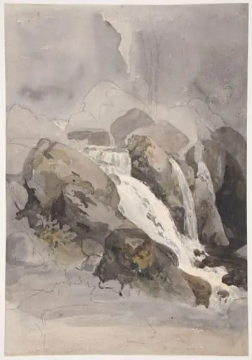 Waterfall in Borrowdale, Cumberland, 1805., by Joshua Cristall