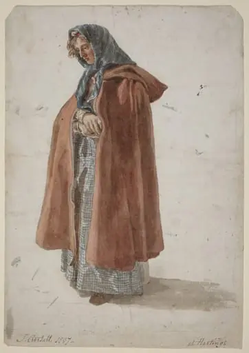 Young Woman in a Kerchief and Cloak at Hastings, by Joshua Cristall