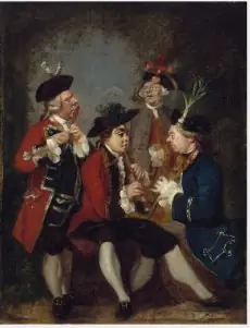 Caricature of Sir Thomas Kennedy, James Caulfield, Viscount Charlemont, the Hon. John Ward and Richard Phelps, by Joshua Reynolds
