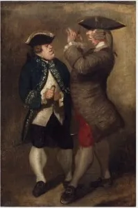 Caricature of Sir William Lowther and Joseph Leeson, later Ist Earl of Milltown, by Joshua Reynolds, oil, 1751