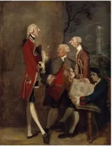Caricature of Thomas Brudenell, Baron Bruce, the Hon. John Ward, Joseph Leeson, later 2nd Earl of Milltown, and Joseph Henry of Shafford, by Joshua Reynolds