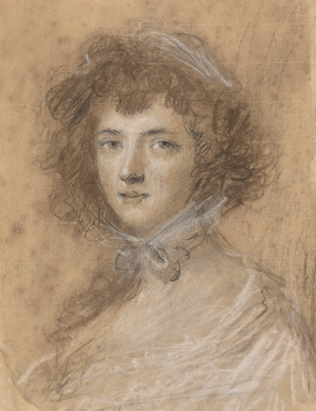 Head and Bust of a Woman, by Joshua Reynolds, charcoal, 1758