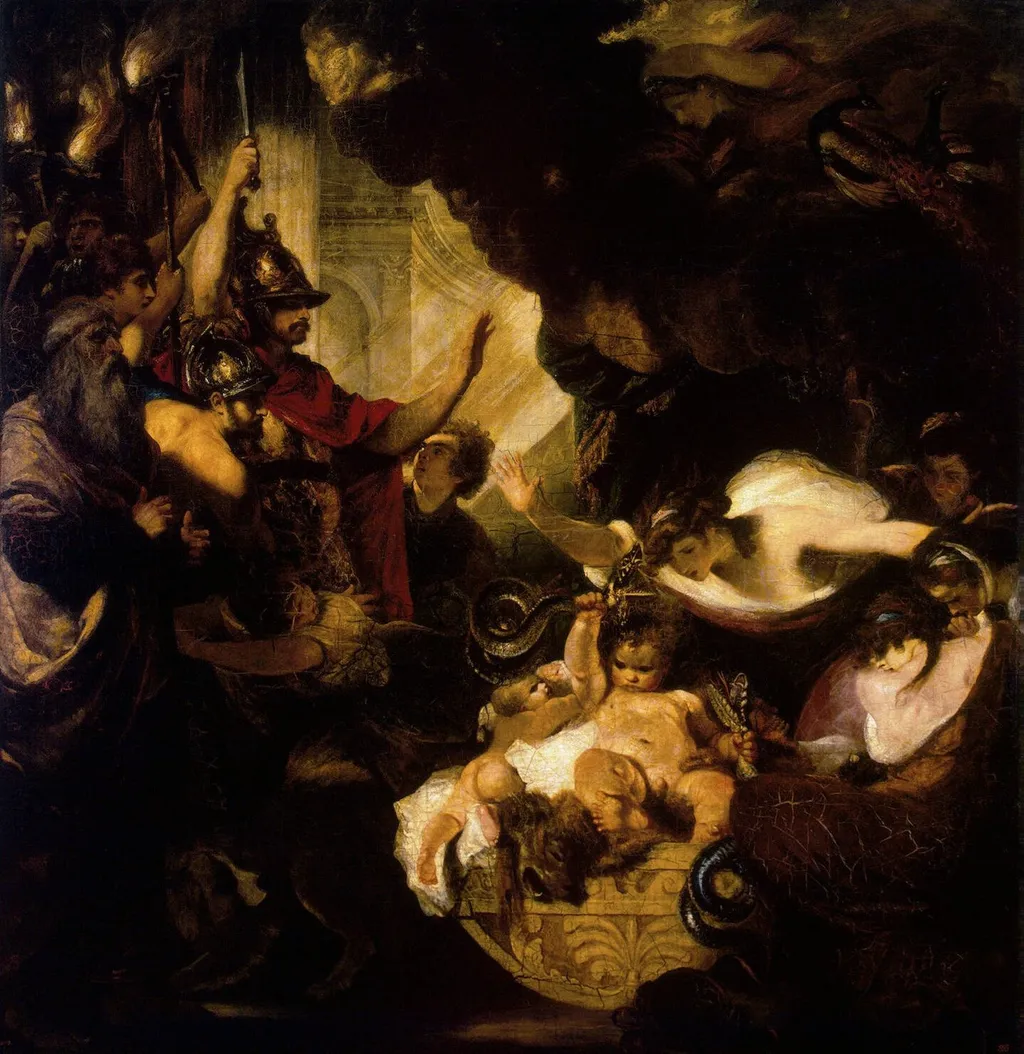 Infant Hercules Strangling the Serpents, by Joshua Reynolds, oil