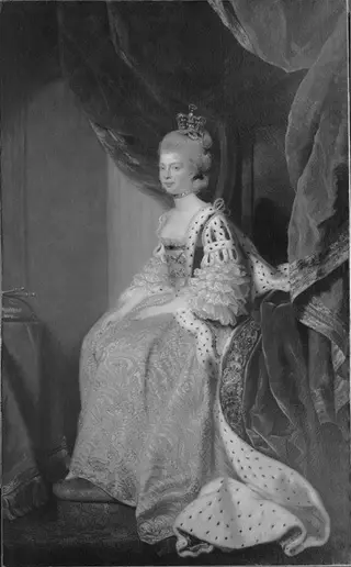 Queen Charlotte Sophia of Mecklenburg-Strelitz. Wife of George III, by Joshua Reynolds, 1765
