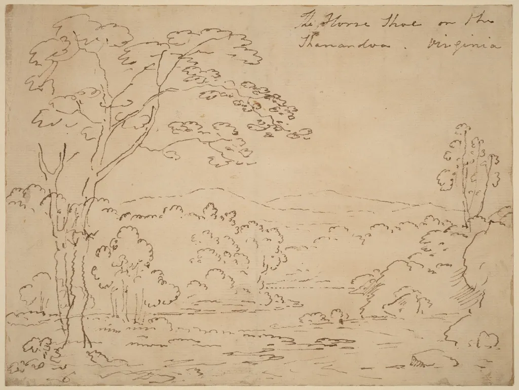 The Horse Shoe on the Shenandoah, Virginia, by Joshua Shaw, ink, 1824