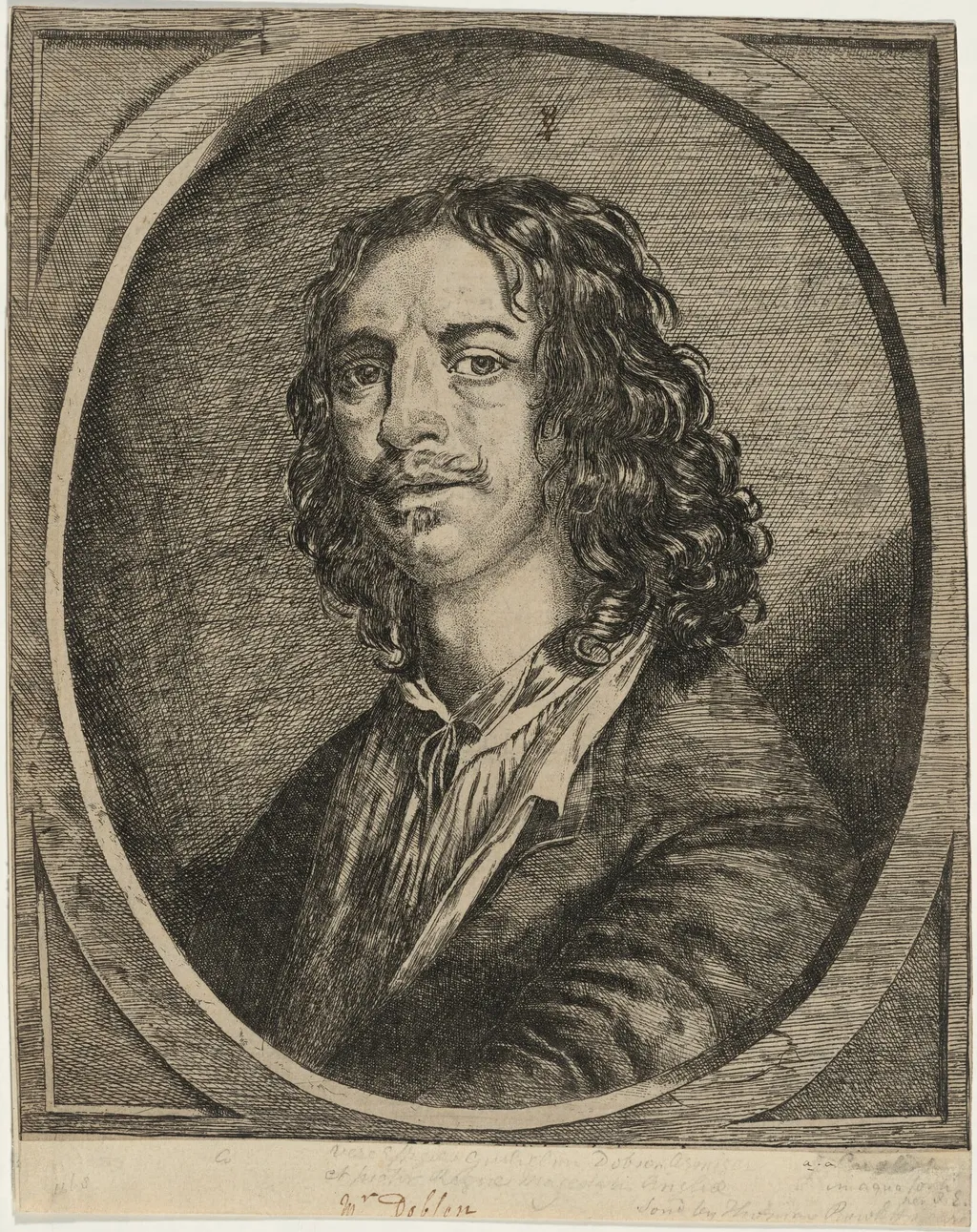 William Dobson, Portrait Painter, by Josias English, ink, 1674