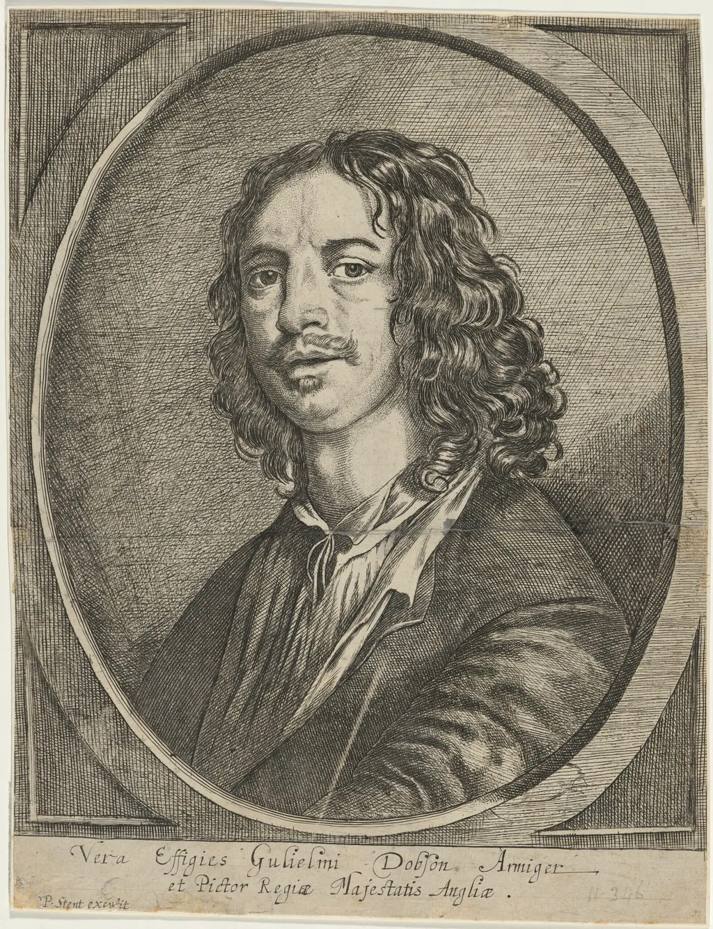 William Dobson, Portrait Painter, by Josias English, ink, 1674