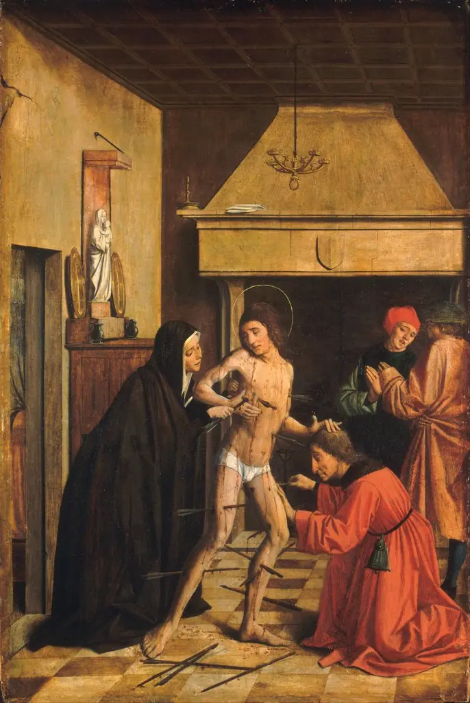 Saint Sebastian Cured by Irene, by Josse Lieferinxe