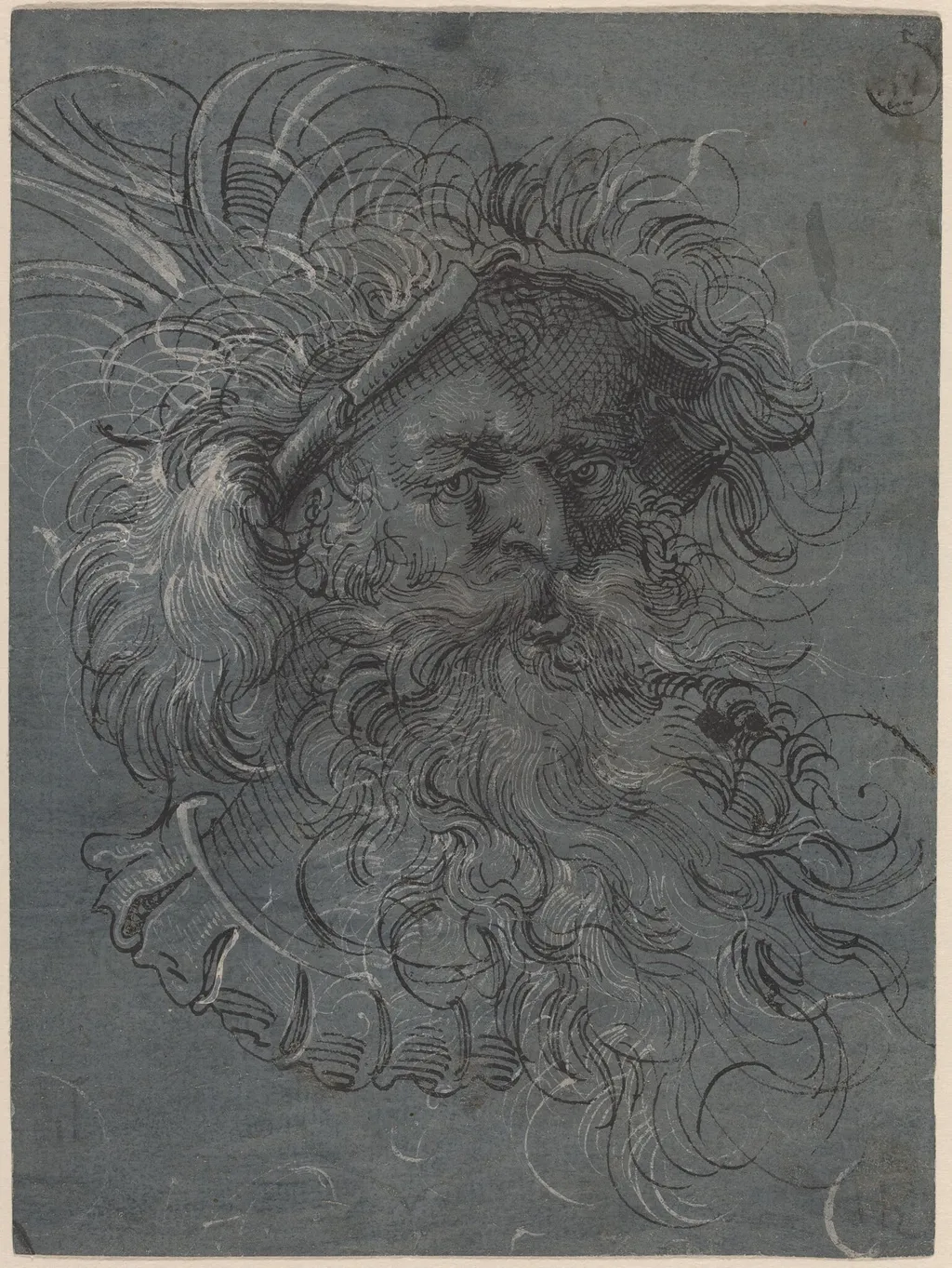 Head of a Bearded Man, by Jost Amman, ink, 1572