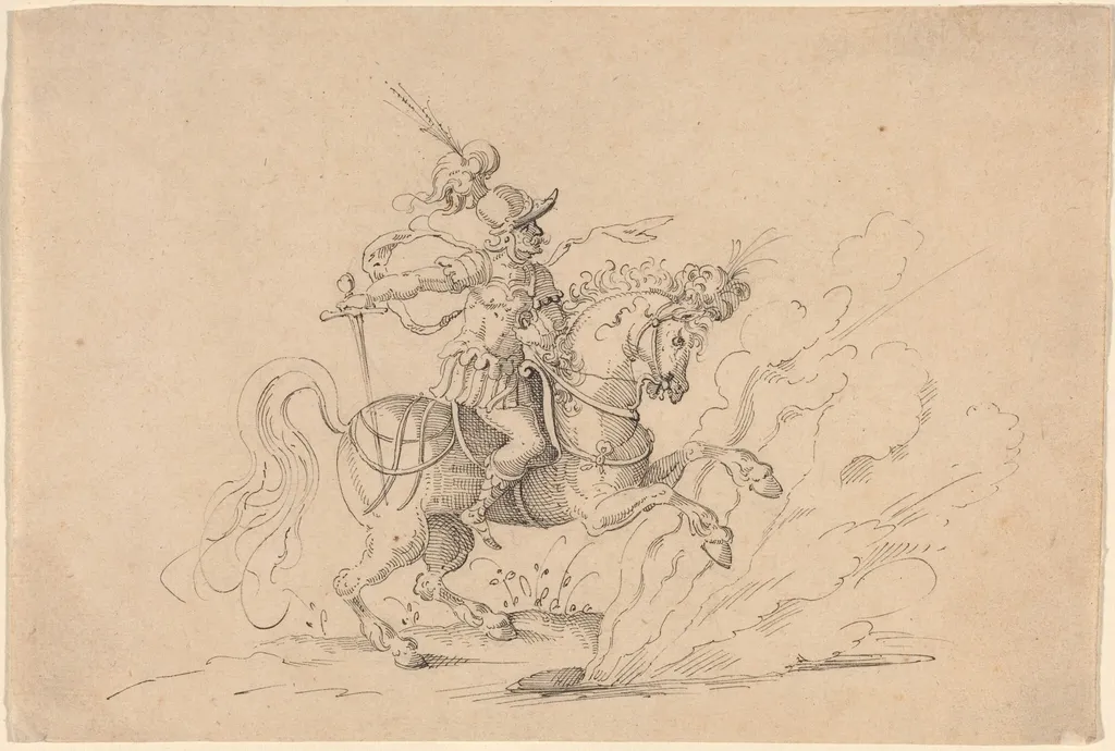 The Sacrifice of Marcus Curtius, by Jost Amman, ink, 1565