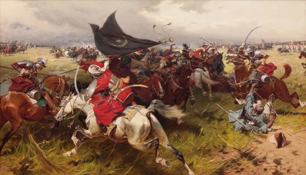 Fight for a Turkish Standard, by Józef Brandt, oil, 1905