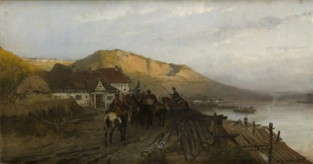 On the Dniester River, by Józef Brandt