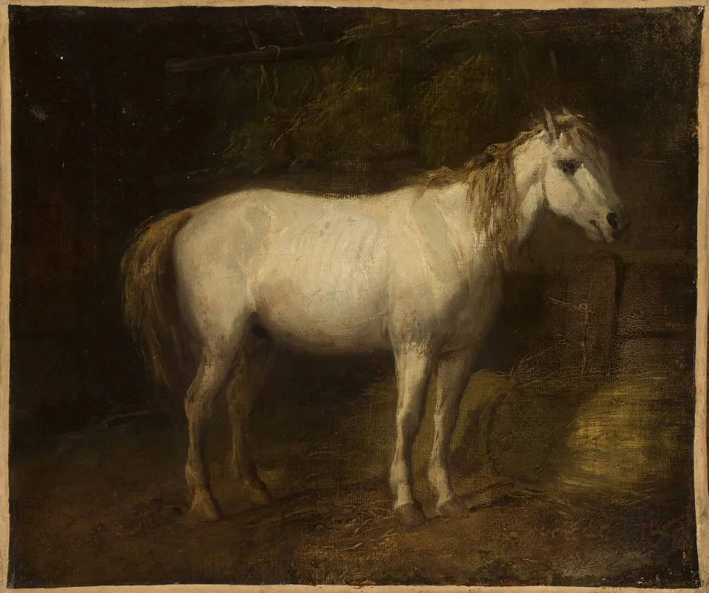 Horse in the stables, by Józef Brodowski the Elder, oil, 1898