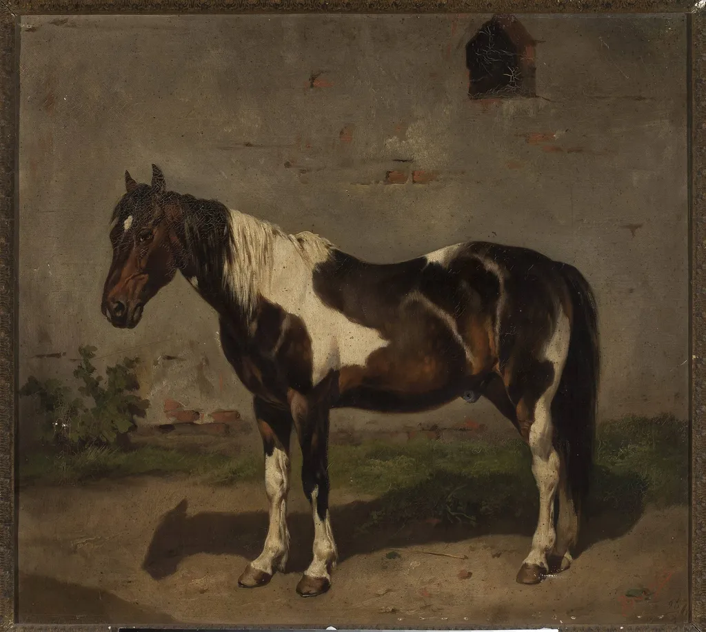 Horse with the barn in the background, by Józef Brodowski the Elder, oil