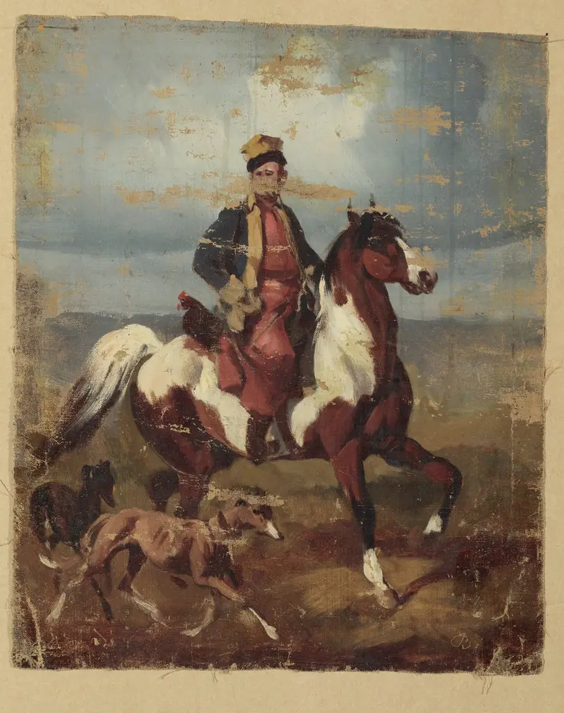 Mohort on horseback with greyhounds, by Józef Brodowski the Elder